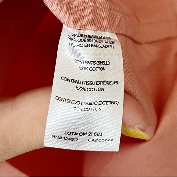 Onia Men's Garment Dye Poplin Shirt Button Front Rose Dawn Size Medium Cotton - Picture 9 of 10